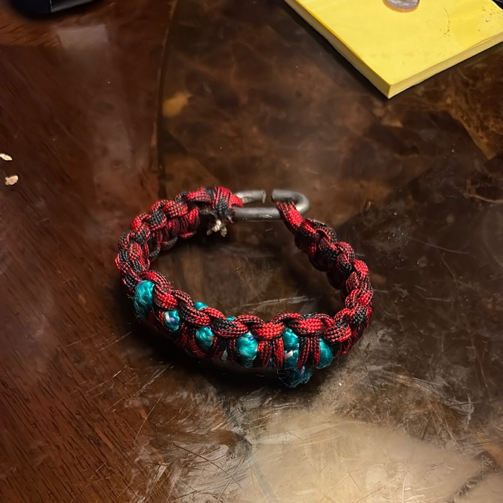 Red and Teal Paracord Bracelet
